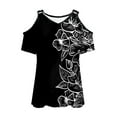 thumbnail image 4 of Womens Summer Tops Casual Summer Off Shoulder V Neck Positioning Print Short Sleeve TShirt Top Womens Tops Dressy Casual, 4 of 4