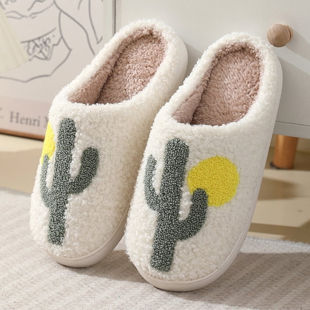 Pantufla Zapatillas de casa unisex para adultos, suela gruesa, cactus, zapatos de algodón para el hogar, para clima frío Likrtyny Tenis De Mujer Tenis De Hombre