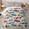 thumbnail image 2 of Homewish Race Car Bed Spread Queen For Boys And Girls,Red Blue Yellow Checkered Flag Queen Coverlet Set,3-Piece, 2 of 7