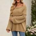 thumbnail image 6 of Wenini Women's Shoulder Solid Color Knit Sweater Top Long Sleeve Loose Casual Pullover Top, 6 of 7