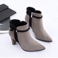 thumbnail image 2 of NOKIO Women'S Trendy Suede Ankle Booties Women's Autumn And Winter Pointed Toe Stiletto Suede Stitching Fashionable Thin Suede High Heel Short Boots Women'S Fashionable Sock Booties, 2 of 6