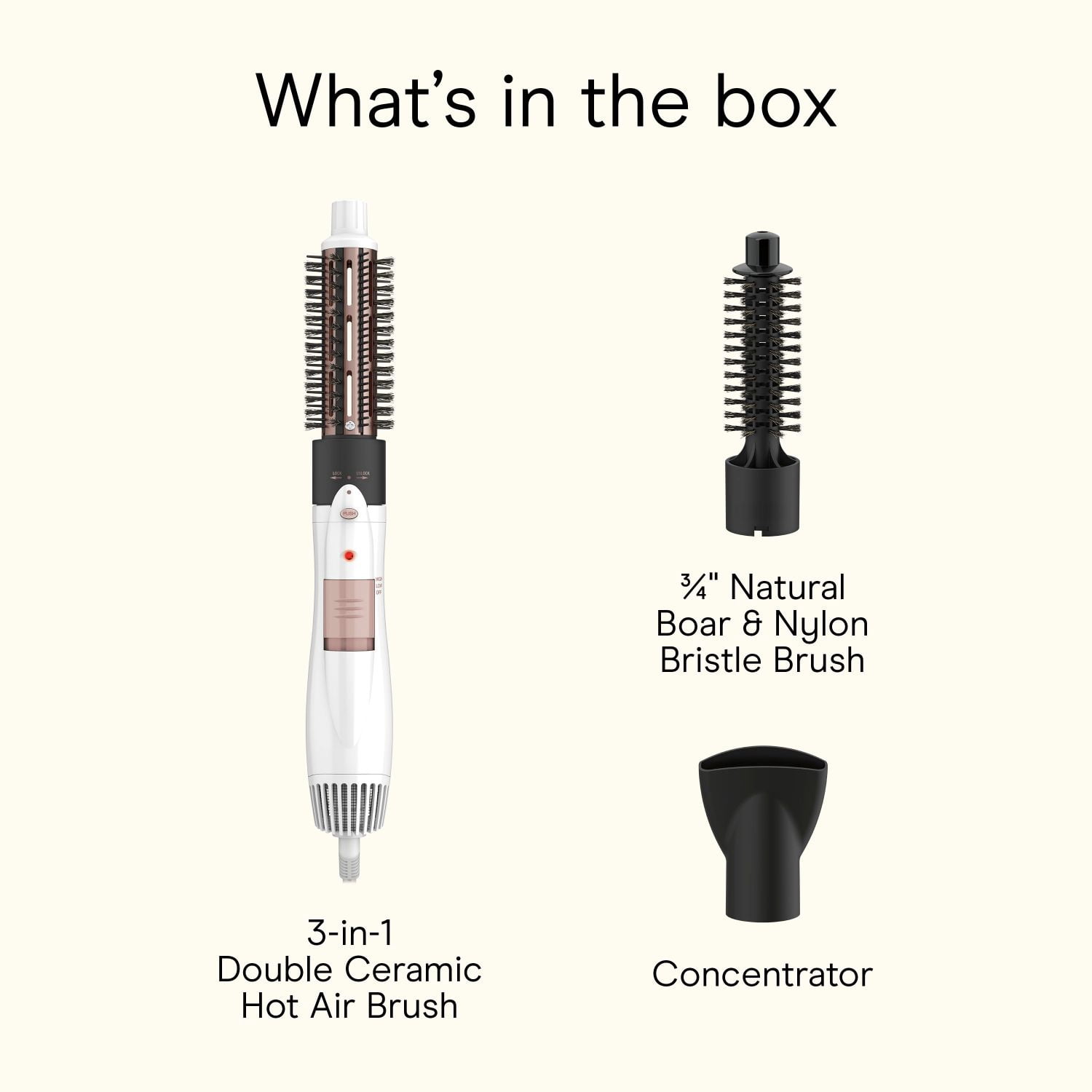 Conair Double Ceramic 3-in-1 Hot Air Brush, 1000W Hair Dryer Brush