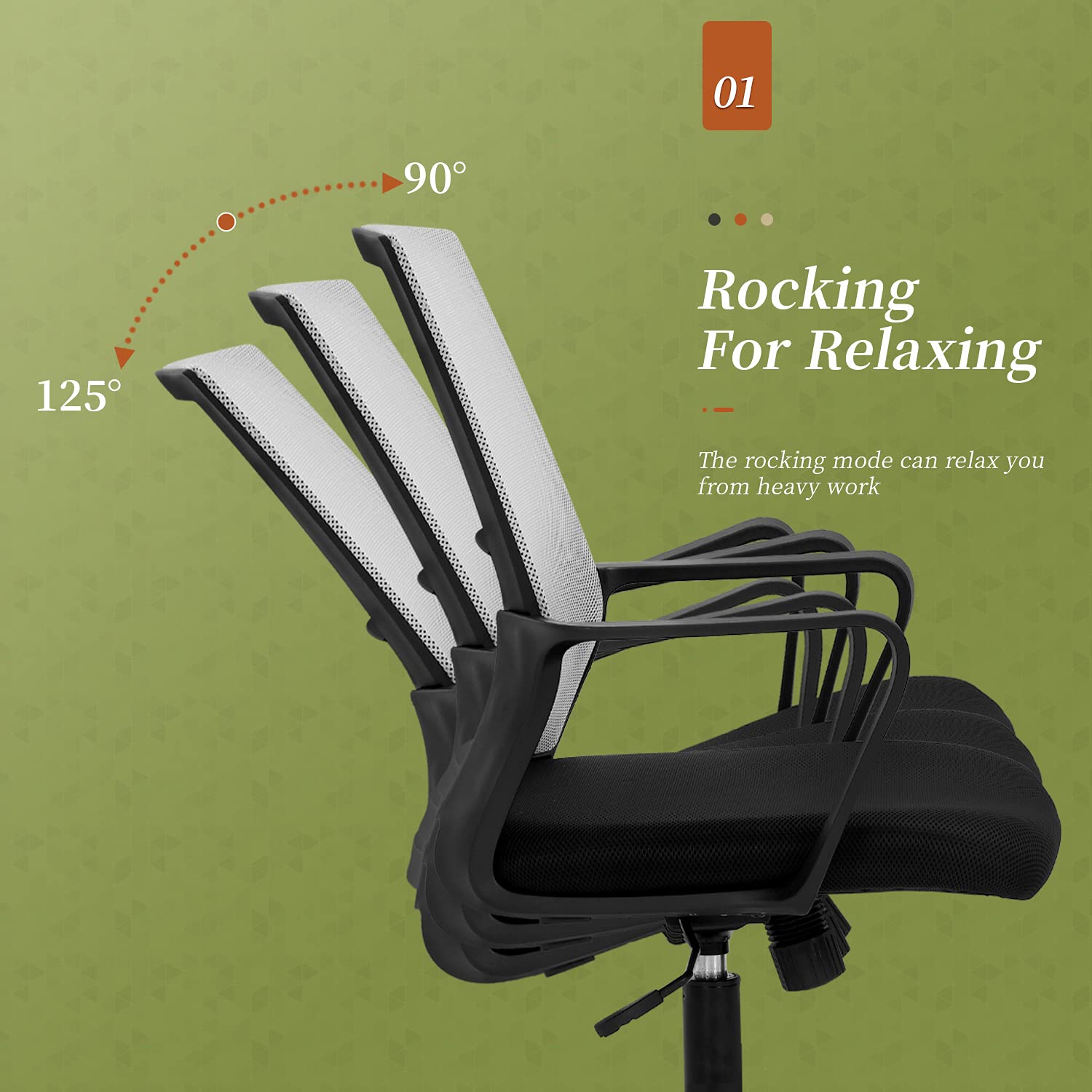 BestOffice Ergonomic Office Chair, Lumbar Support, Adjustable Height with Armrests for Adults(Grey)