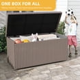 thumbnail image 6 of Craftian 260 Gallon Large Wicker Deck Box,Outdoor Garden Waterproof Storage Box,69.7x 32.3x 35.4 inch,Brown, 6 of 10