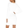 thumbnail image 5 of Hanerdun Womens Velvet Party Dress, Wrap V Neck Long Sleeve Bodycon Dress, White 2XL, 5 of 6