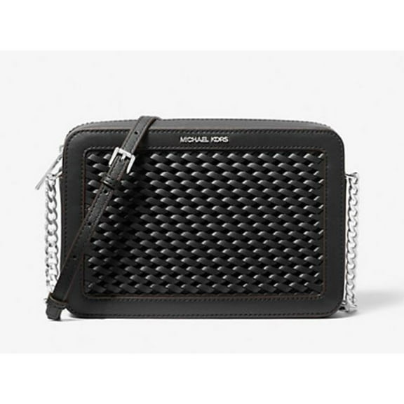 Michael Kors Women's Jet Set Large Woven Crossbody Bag (Black) 35T5STTC3Y-001
