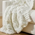 thumbnail image 3 of Lu home Chunky Cable Knit Blanket 70"x50", 6lbs - Salt; XXL Chunky Knit Chenille Blanket; Luxe Farmhouse Style Blanket; Oversized Throw Blanket, White Super Plush Blanket; Hand knit Blanket, 3 of 6
