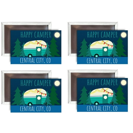 

Central City Colorado Souvenir 2x3-Inch Fridge Magnet Happy Camper Design 4-Pack