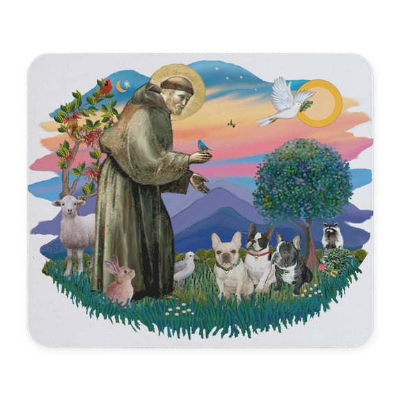 CafePress - St Francis #2/ Fr Bulldogs (3) Mousepad - Non-slip Rubber Mousepad, Gaming Mouse Pad