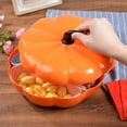 thumbnail image 5 of HongHeng Halloween Pumpkin Candy Tray with Lid Plastic Divided Serving Tray Halloween Candy Tray 3 Compartment Snack Bowls Dish Platter for Halloween Candy Appetizer Nuts Snack Food, 5 of 6