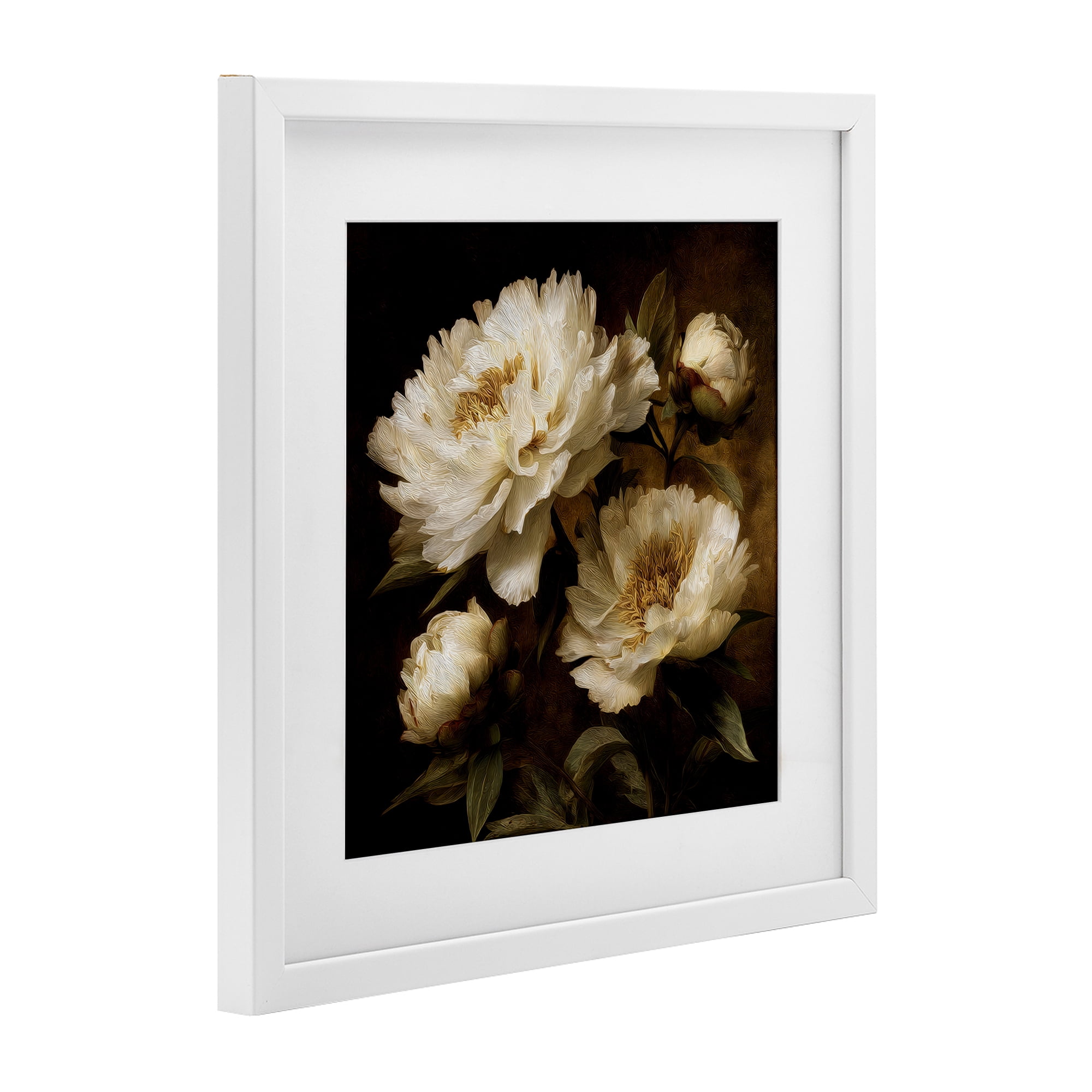 Stupell Industries Dreamy Vintage Peony Elegance White Framed Print Under Glass, design by Petal Prints Design