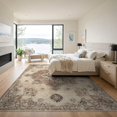 thumbnail image 3 of ODIKA 9'x12' Washable Area Rug Entryway Southwestern Stepped Frame Motif Faded Transitional for Great Room, Indoor Concept, Large Living Low Pile, Flatwoven, 3 of 7