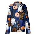 thumbnail image 5 of Halloween Shirts for Women Button Down Collared Funny Pumpkin Ghost Womens T Shirts Fall Clothes Long Sleeve Holiday Outfits Tops Blue XXXL, 5 of 8