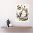 thumbnail image 2 of Blue Point Ragdoll Cat with Flowers Watercolour Illustration Large Wall Art Poster Print Thick Paper 18X24 Inch, 2 of 5