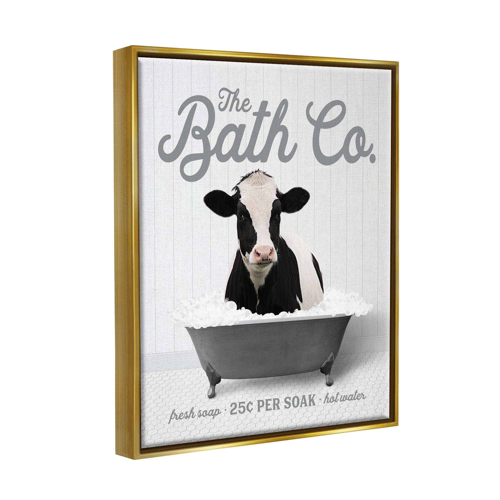 Stupell Industries Farmhouse Bathtub Bubbles Animals & Insects Painting Gold Floater Framed Art Print Wall Art, 17 x 21
