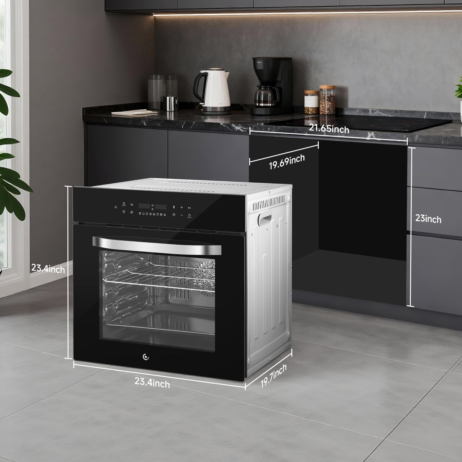 Electric Single Wall Oven 24inch Stainless Steel Built-in Electric Ovens, 2.75 Cu.ft
