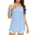 thumbnail image 2 of Otvok Womens Spring Summer Solid Color Casual One Line Neck Chiffon T-Shirt, 2 of 6