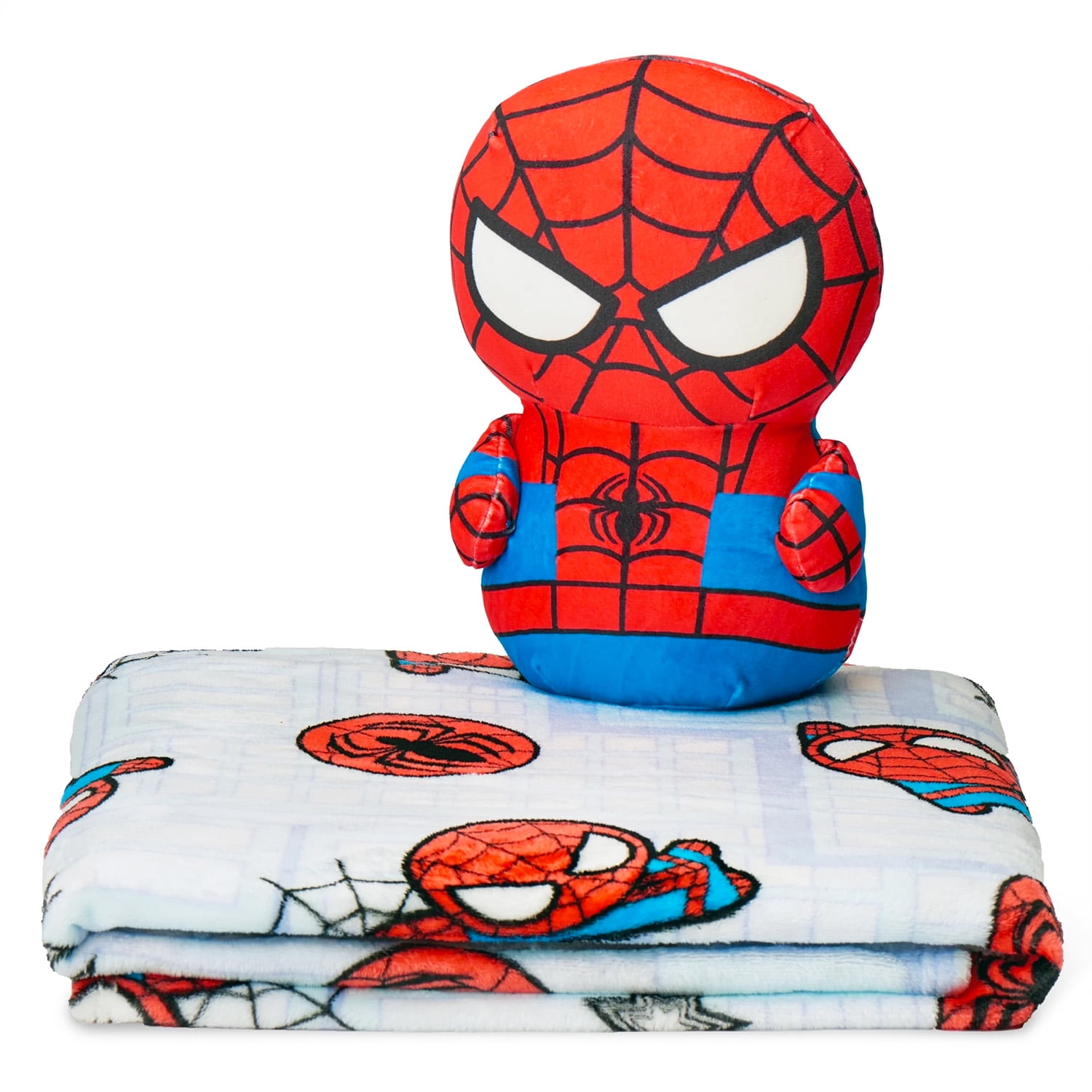Spiderman Blanket and Character Hugger - Bundle with Kids and Teens Throw, Huggable Pillow, Stickers, More for Boys | Spiderman Blanket Size 50" x 60"