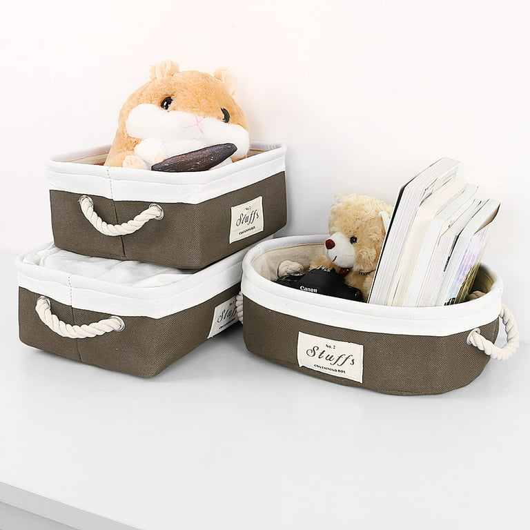 Unique Bargains Storage Bin Basket with Handle Linen Fabric Organizer Towel  Storage Gray Rectangle