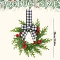 thumbnail image 2 of 2 Pack Small Christmas Wreaths, Bright Red Berries and Delicate Ribbon Bows,Indoor Decoration Suitable for Cabinets, Windows and Dining Chairs, 10.6in，Black White Buffalo Plaid Bow, 2 of 4