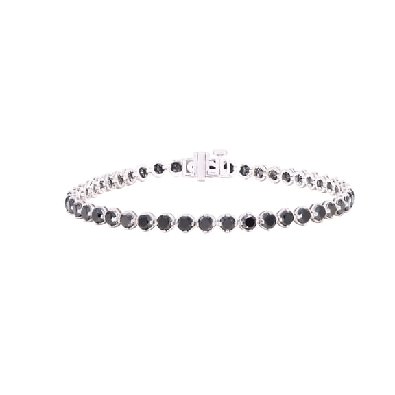 6.50 Carat Round Black Diamond Tennis Bracelet Length for Women Made in 18K White Gold Plated 925 Sterling Silver Length 7 inch