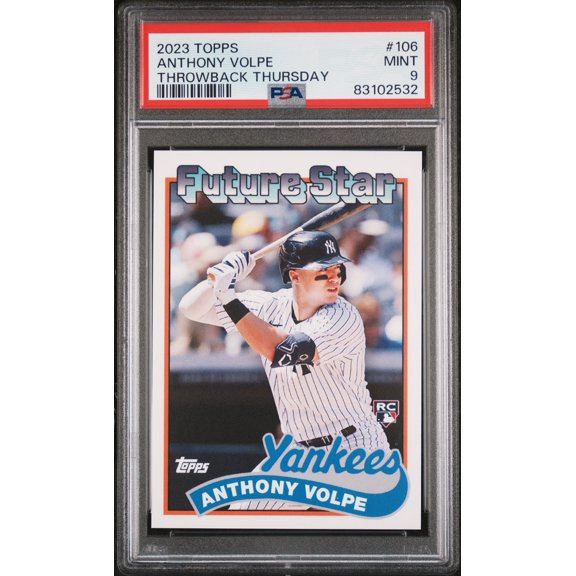Collectible PSA 9 MINT Anthony Volpe 2023 Topps Throwback #106 Rookie Card Limited Edition