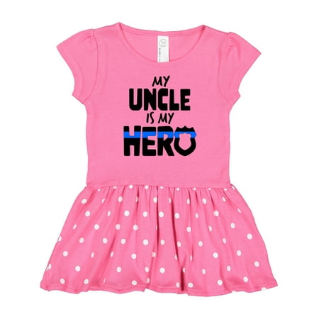 

Inktastic My Uncle is My Hero Police Officer Family Gift Baby Girl Dress
