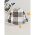 thumbnail image 4 of Arvbitana Toddler Girls Winter Fleece Coat Plaid Long Sleeve Half Zipper Plush Jacket Baby Girls Casual Warm Outerwear 6M 12M 18M 24M 2T 3T 4T Winter Clothes, 4 of 9