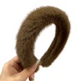 thumbnail image 1 of Bandeau de Fête Bandeau en Peluche pour Femmes Élégants Chapeaux à la Mode pour l'Automne Hiver Polyvalent Solide Couleur Bandeau Rétro Durable Cheveux de Conception Simple, 1 of 1