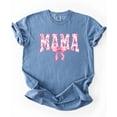 thumbnail image 3 of Trendy Floral Mama Shirt for Women Pink Bow Graphic Tee Blue Jean Shirt Adult X-Large, 3 of 4
