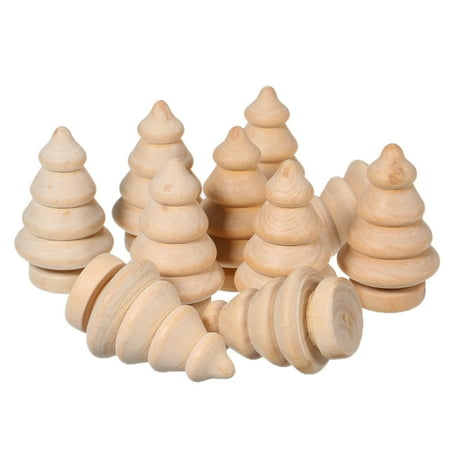 Unfinished Wood Christmas Ornaments 10Pcs Peg Dolls Cake Toppers Unfinished Wood DIY Craft Tree Snowman Christmas Wedding Party Home Ornament ()