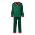 thumbnail image 2 of Matching Christmas Pajamas Silk Christmas Pjs Long Sleeve Pullover Sleepwaear Holiday Top and Pants 2 Piece Set Matching Xmas Pjs for Family, 2 of 5