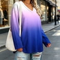 thumbnail image 4 of CHGBMOK Women's Plus Size Gradient Tops V Neck Long Sleeve T-Shirt Loose Fit Casual Basic Fall Blouse, 4 of 6