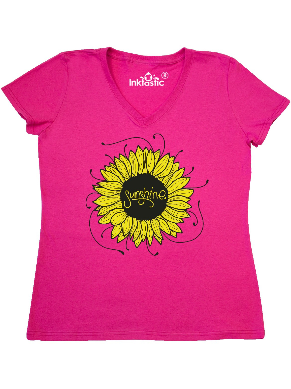 INKtastic Sunshine featuring a Yellow Sunflower Women's VNeck T