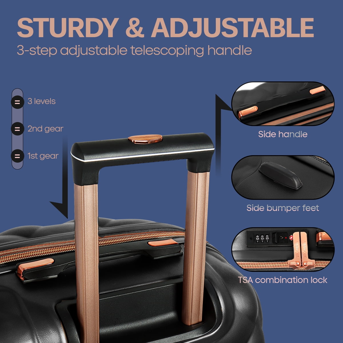 29" Large Checked Luggage Hardside Expandable Suitcase with Spinner Wheels & TSA Lock, Lightweight Rolling Luggage for Travel,Black, WD8810