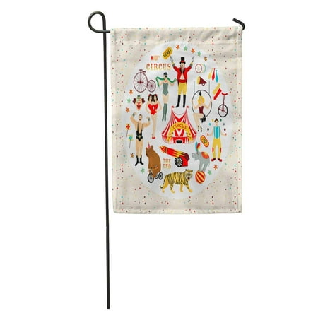 Siam Collection - LADDKE Circus Vintage Collection The Strong Man Siamese Twins Entertainer Air Acrobat Snake Lady Juggler Garden Flag Decorative Flag House Banner 28x40 inch
