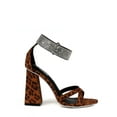 thumbnail image 2 of Ochotoros Chunky Heel Women's Rhinestone Sandals in Leopard, 2 of 3