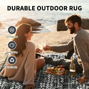 VUNATE Outdoor Rugs 5'x8' Rug, Waterproof Patio Mat, Stylish Plastic Straw Reversible Area Rug for Picnic RV Camping Porch Balcony, Black and White