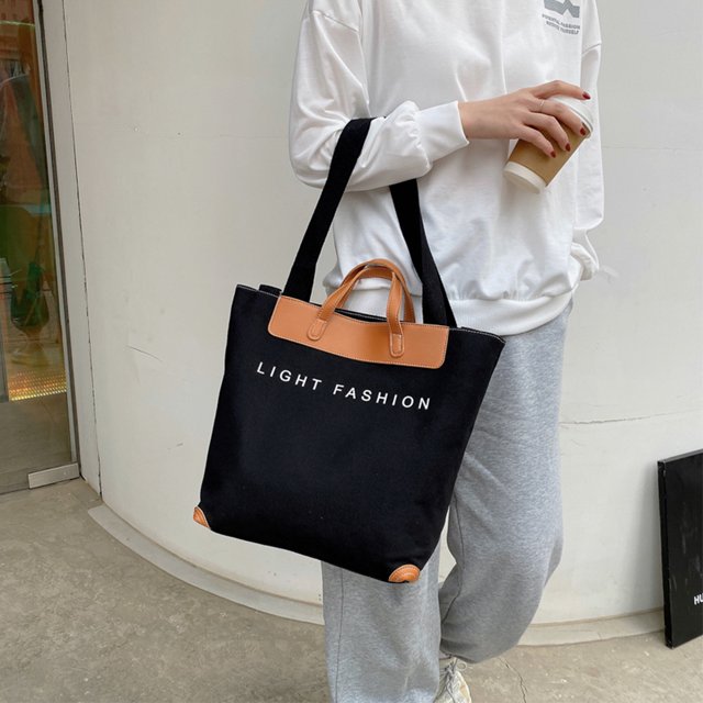 Bolso de hombro para mujer Bolso tote Gran capacidad Contraste Viajes Compras (Negro) DQrwqpou Para Estrenar