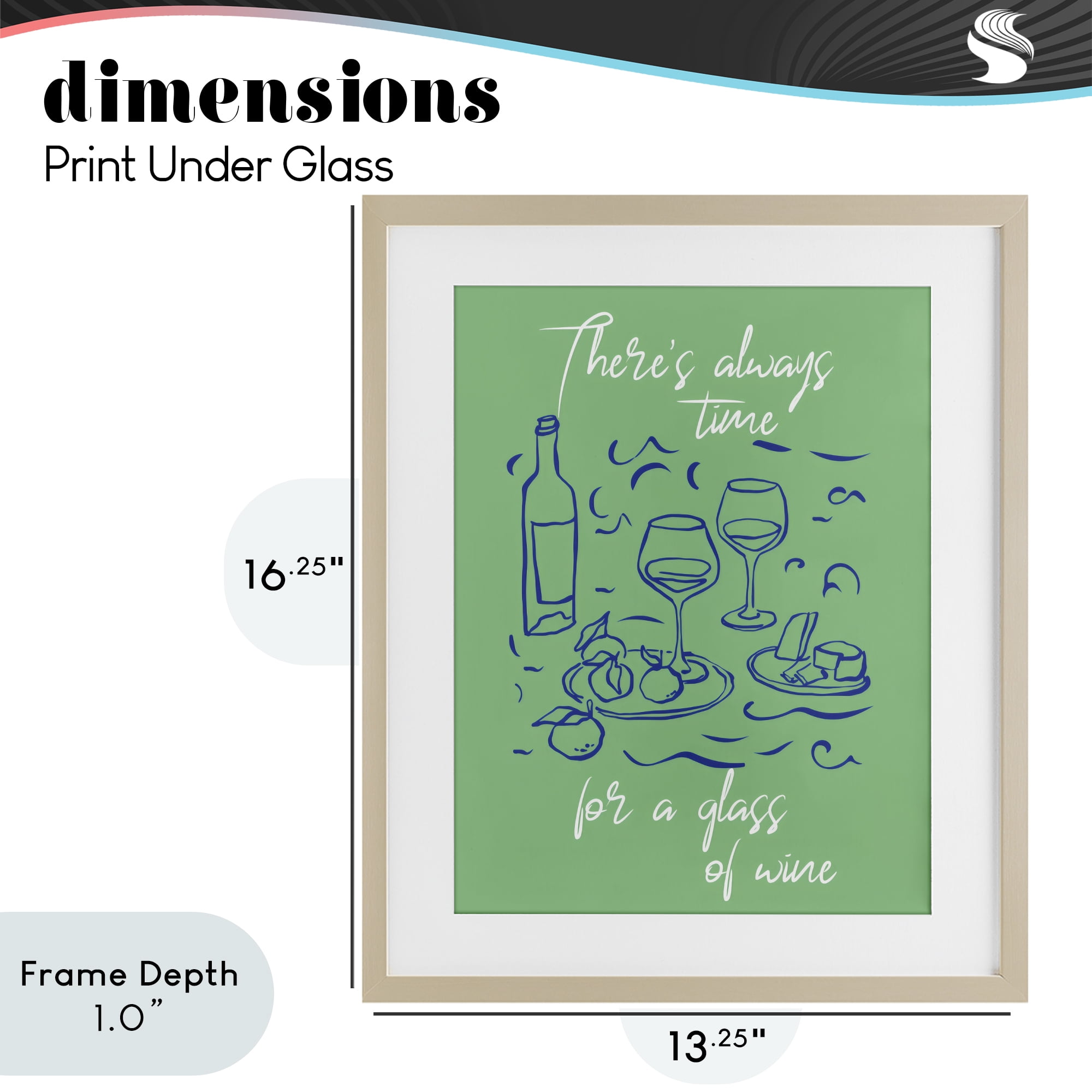 Stupell Industries Always Time For Glass Of Wine Birch Framed Print Under Glass, design by The Prints Vibe