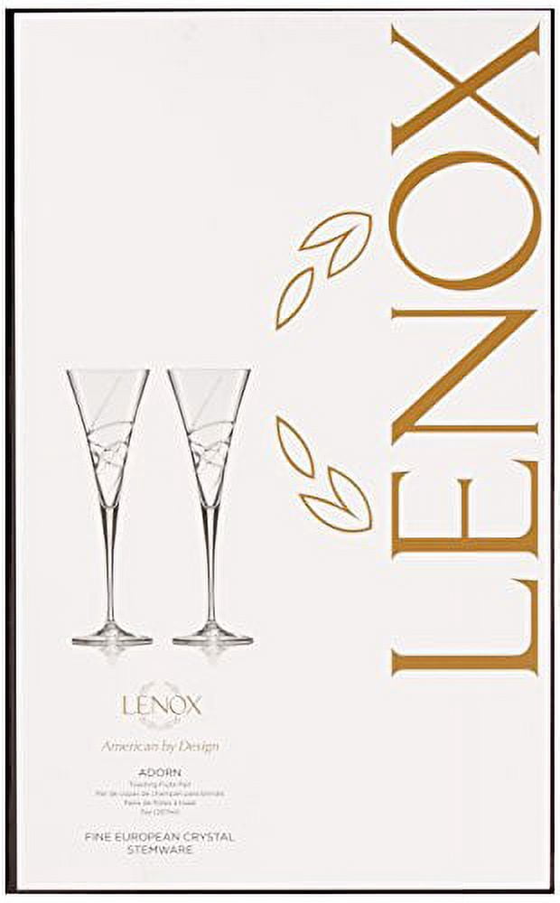 Lenox Adorn Toasting Flute, Clear Crystal, Set of 2, 7 oz. Capacity