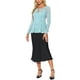 thumbnail image 2 of INSPIRAR CHIC Blusa de Manga Larga Sheer con Encaje y Abertura en el Frente, dobladillo Peplum, Talla XL, Gris Azul, 2 of 6