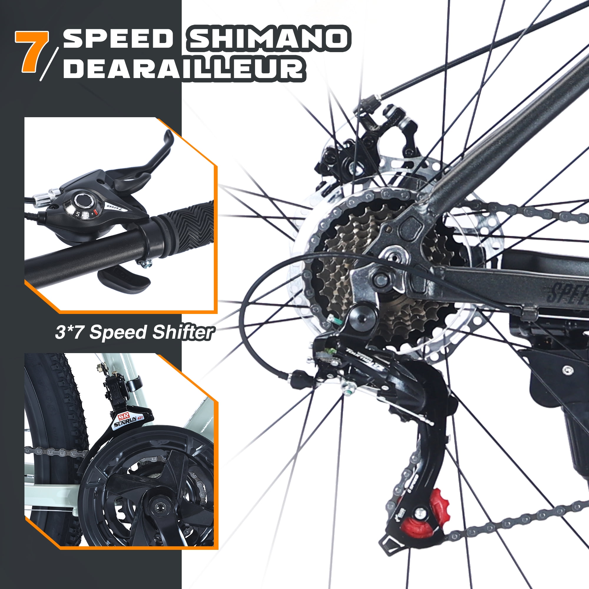27.5 Inch Mountain Bike, 21 Speed Mountain Bicycle with Front Suspension and Aluminum Alloy Frame for Men Women Boys and Girls, Grey