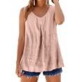 thumbnail image 2 of Cotton Linen Tank Tops for Womens Summer Sleeveless Crewneck Blouse Casual Solid Color Loose Outdoor Basic Shirt Pink L, 2 of 5