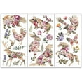 thumbnail image 1 of Juego de 3 calcomanías de animales y flores para muebles y manualidades (6 x 12 pulgadas): ciervo, águila y conejo. Adhesivos vintage de animales., 1 of 9