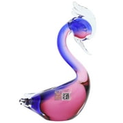 GlassOfVenice Murano Glass Swan - Rose and Blue