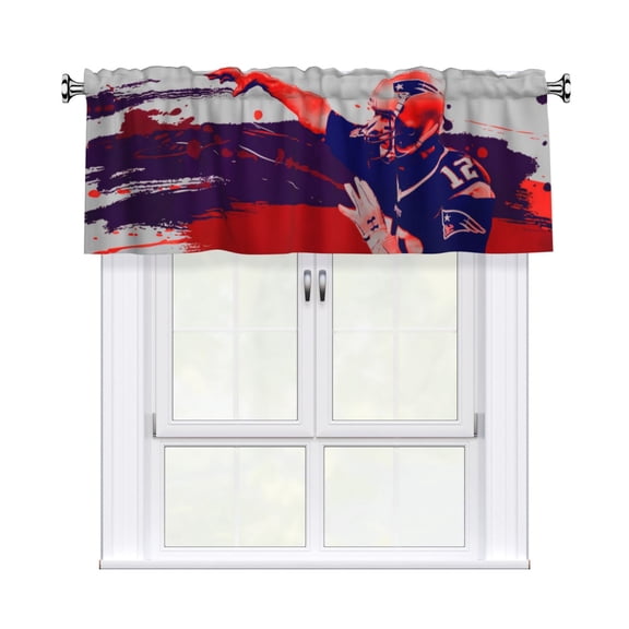 New England Football Team Blackout Valance Curtains 54x18in, Football Fan Home Decor Curtains for Kitchen, Bedroom, Living Room, Rod Design, Easy Installation wQ97E1