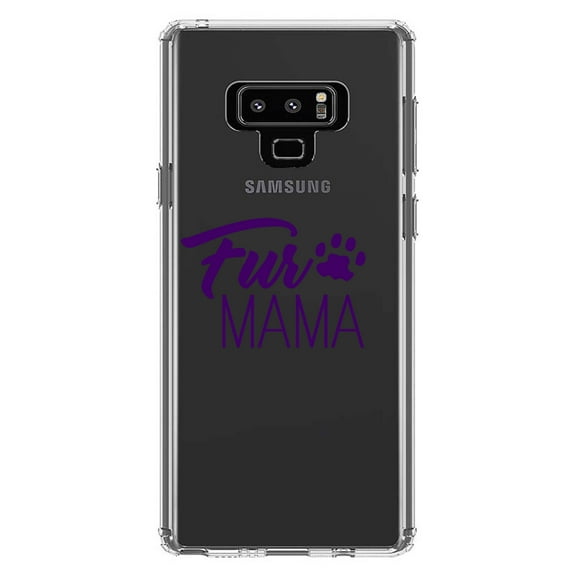 DistinctInk Clear Shockproof Hybrid Case for Samsung Galaxy Note 9 - TPU Bumper Acrylic Back Tempered Glass Screen Protector - Fur Mama - Dog Paw