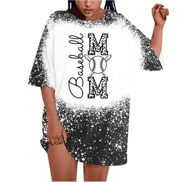 T-shirts Décontractés pour Femmes Haut de Baseball Manches Courtes Col Rond Hauts Courts pour Femmes Polyester 1 Pce