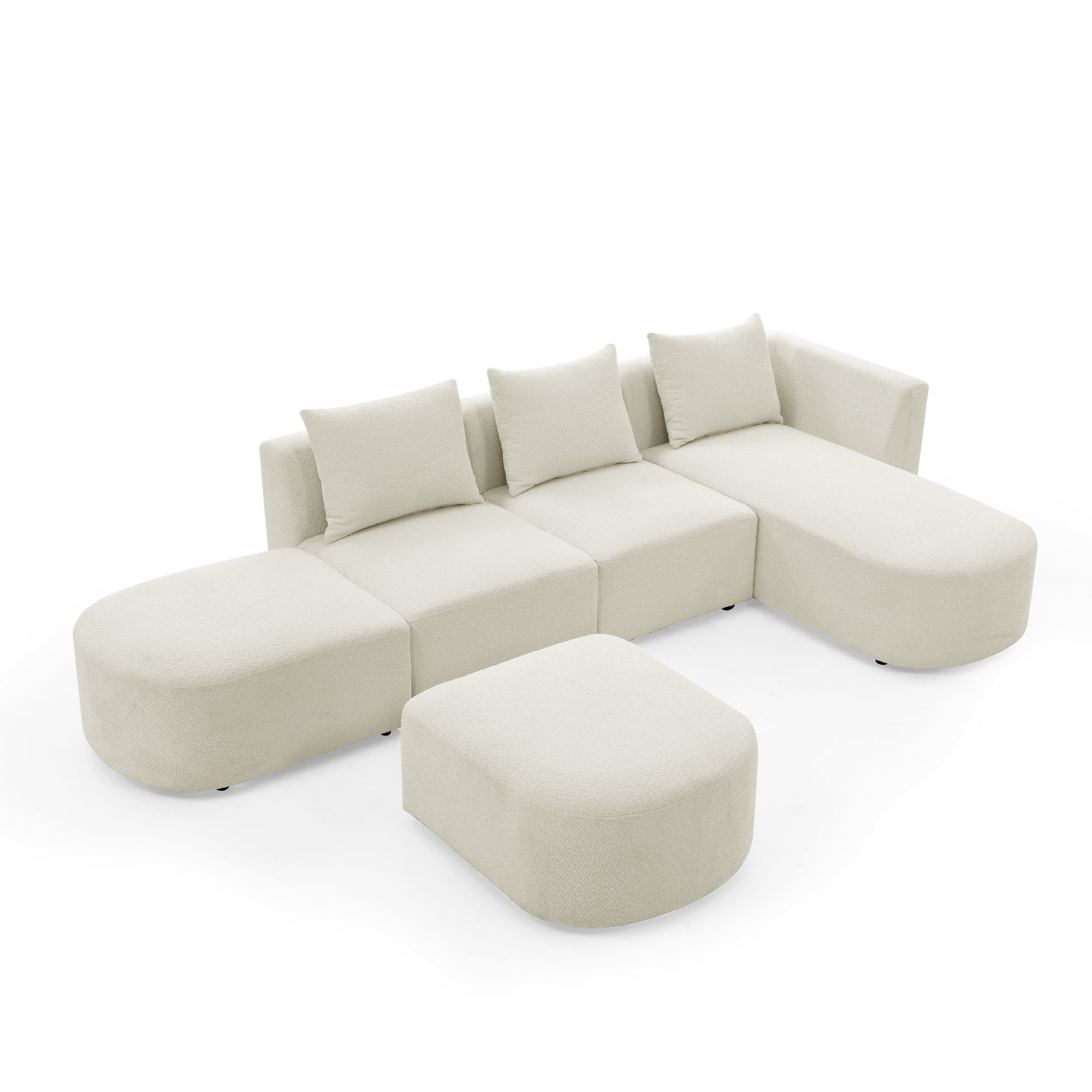 Kadyn 113" L Shape Sectional Sofa, Modern Sofa Couch with Right Side Chaise and Ottoman, Pillows, 5-Seater Modular Sofa for Small Space Living Room, Beige Kadyn 113" L Shape Sectional Sofa, Modern Sofa Couch with Right Side Chaise and Ottoman, Pillows, 5-Seater Modular Sofa for Small Space Living Room, Beige